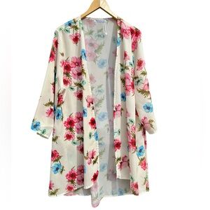 Pinkmilly Floral Kimono Duster Lightweight Sz. Large Cottagecore Fairycore